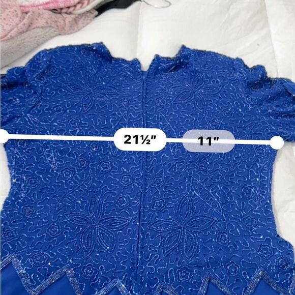 BRILLIANTE by J.A. Vintage Short sleeve cobalt blue formal gown with beading- 1X - Picture 15 of 15